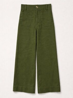 Maeve Anthropologie Colette Pants Olive Green Wide Leg High Rise Pull On Size 26